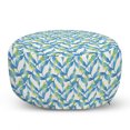 thumbnail image 1 of Leaves Pouf Cover with Zipper, Tropical Plantation Branches Summer Time Island Botany Painted by Hand, Soft Decorative Fabric Unstuffed Case, 30" W X 17.3" L, Sky Blue Green and White, by Ambesonne, 1 of 5