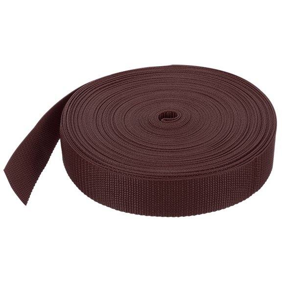 Uxcell Lightweight Polypropylene Webbing Strap 3.8cm 25 Yard Backpack Strapping Band Brown for Luggage Cargo Straps