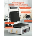 thumbnail image 3 of VEVOR Commercial Panini Grill, 1800W Electric Sandwich Panini Maker, Stainless Steel Sandwichs Press with Handle and Temp Control, 13.5x9.3 in Full Grooved Enamel Plate, for Hamburger Steak Bacon, 3 of 9