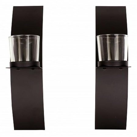 

12 x 2.5 in. Black Votive Holder Wall Sconce Set of 2