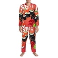 thumbnail image 3 of Salouo Sushi Print Button-Front Long Sleeve Pajama Set for Men, Soft 2Pjs Men's Long Sleeve Sleepwear-Medium, 3 of 7