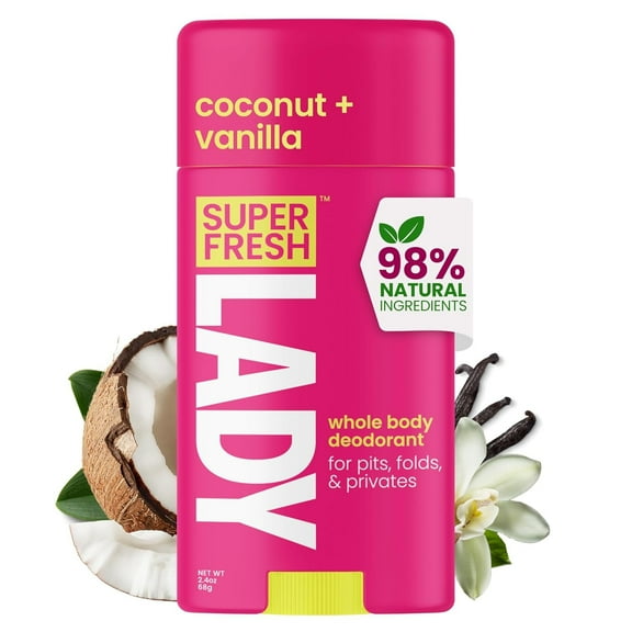 Super Fresh Lady Natural Deodorant for Women - Aluminum Free, Whole Body Deodorant Stick, Perfect for Armpits, Underboob, Crotch & Lady Parts - Coconut   Vanilla