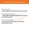 thumbnail image 3 of Max Advanced Brakes - Brake Kit for 2007-2013 2014 2015 2016 Volvo S80 w/ 13.23" Dia Fr, Vented Rr Rotor Front and Rear Replacement Drilled Slotted Black Coated Disc Brake Rotors & Ceramic Brake Pads, 3 of 10
