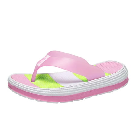 

iOPQO Women s slipper Summer Clip Foot Thick Sole Rainbow Slope Heel Beach Shoes Women s Slippers flip-flops platform rainbow Pink 40
