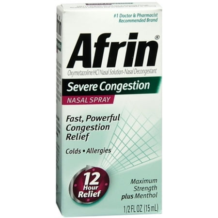 Afrin Nasal Spray Severe Congestion 15 mL (Pack of 4)
