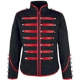 thumbnail image 2 of XIAOCHA Men's Stand Collar Stud Decor Military Jacket Zip Front Long Sleeve Slim Fit Jackets Stage Rock Casual Pullover Outerwear, 2 of 4