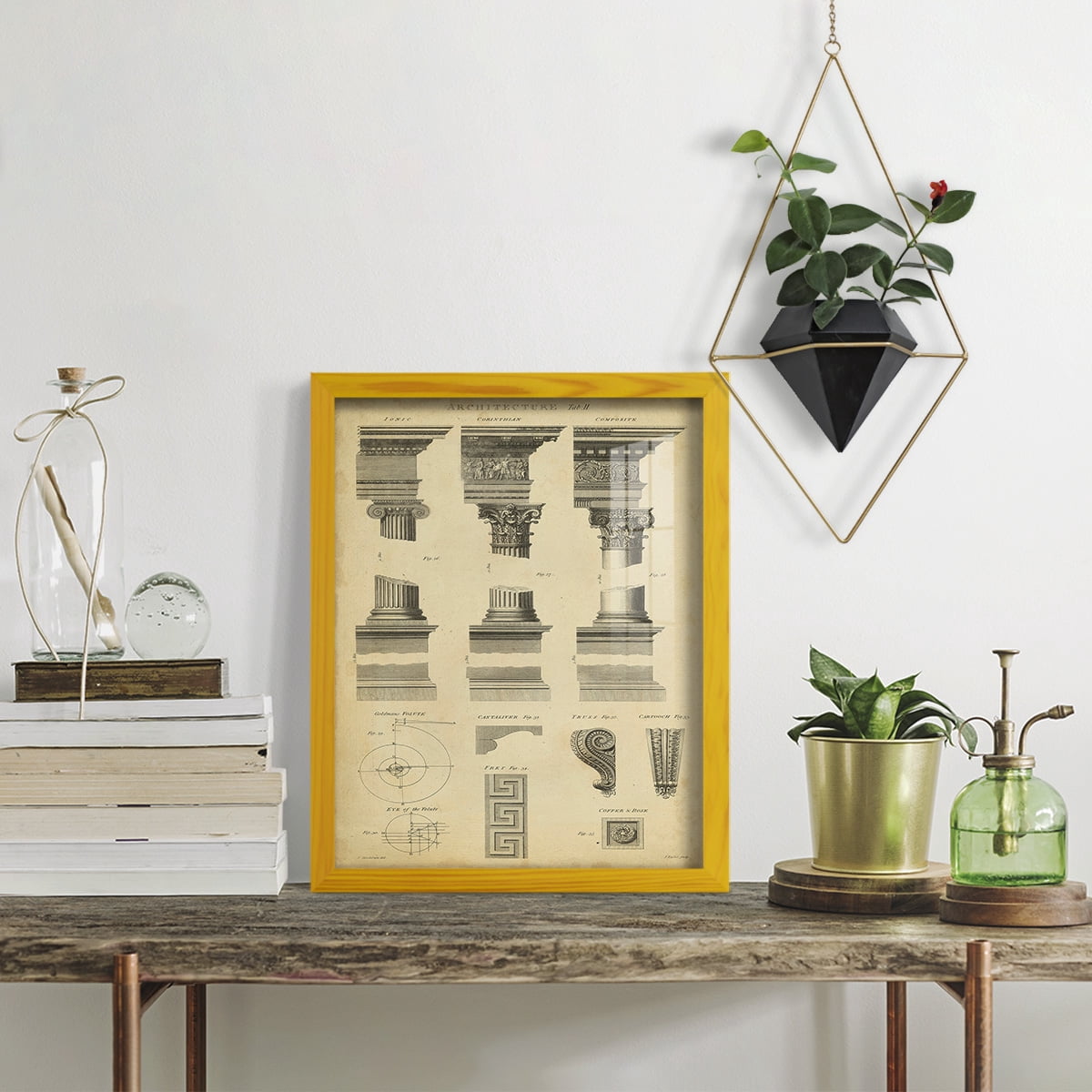 Encyclopediae III -Framed Print w/glass-Sunflower Yellow
