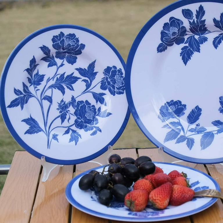 Zayton 12-Piece Melamine Dinnerware Set, Blue photo 2
