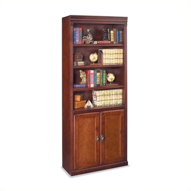 Beaumont Lane 6 Shelf Wood Bookcase In, Cherry Wood Bookcase With Doors