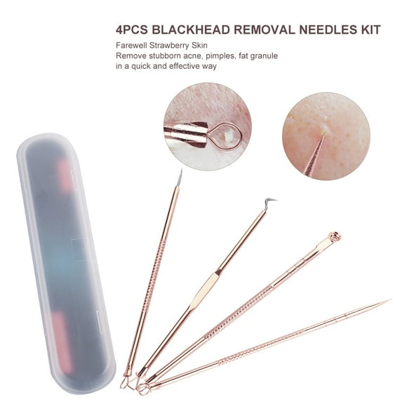 Aguja para eliminar comedones BuyWeek 4 piezas kit de herramientas para eliminar puntos negros y acné