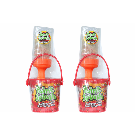 Paint Splash Lollipop with Sour Syrup Dip – 2 Pack, Cherry, 1.80 oz