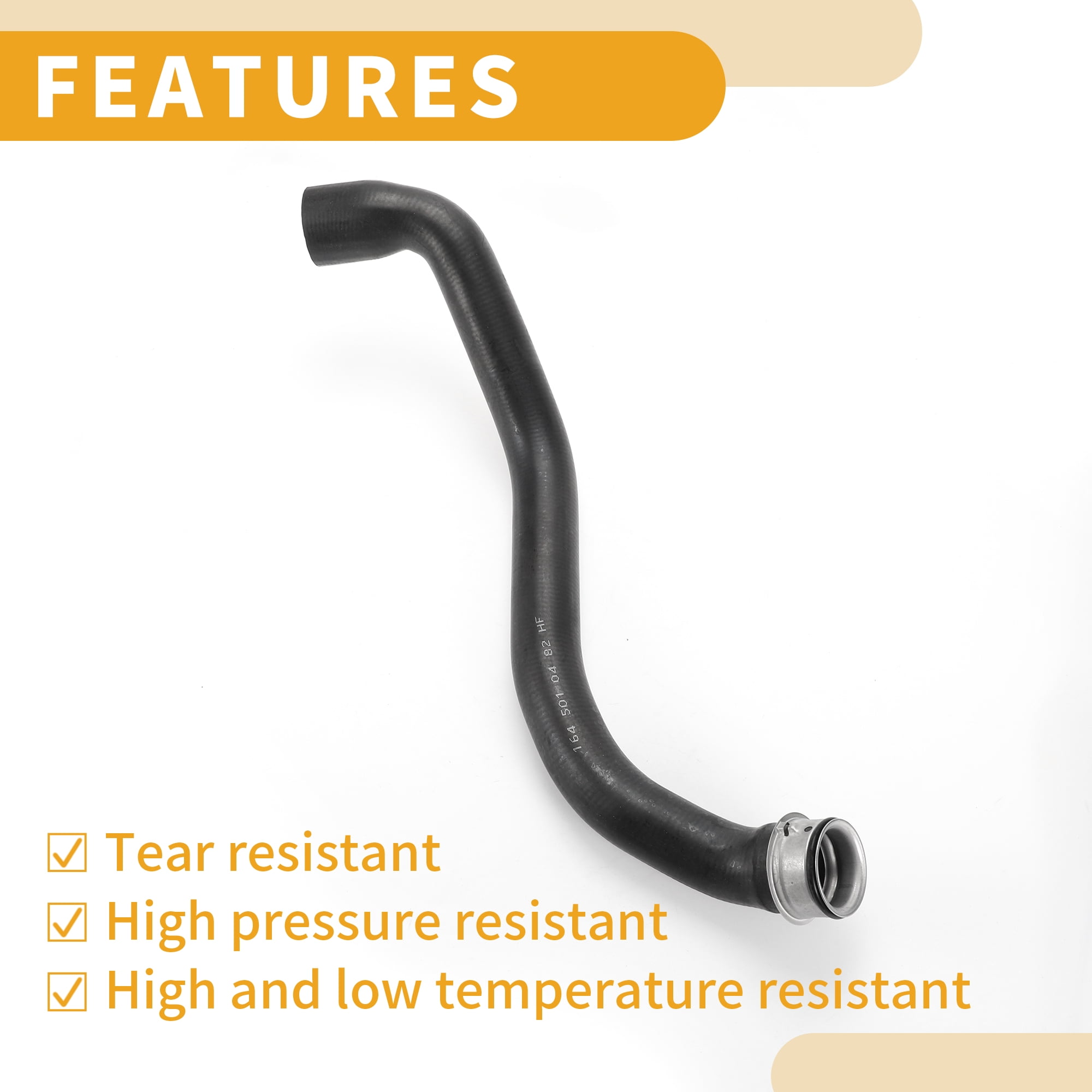 Unique Bargains Radiator Hose No.A1645010482 Upper Coolant Water Hose Pipe for Mercedes-Benz ML350 3.5L 2006-2011 Rubber Black Good Sealing