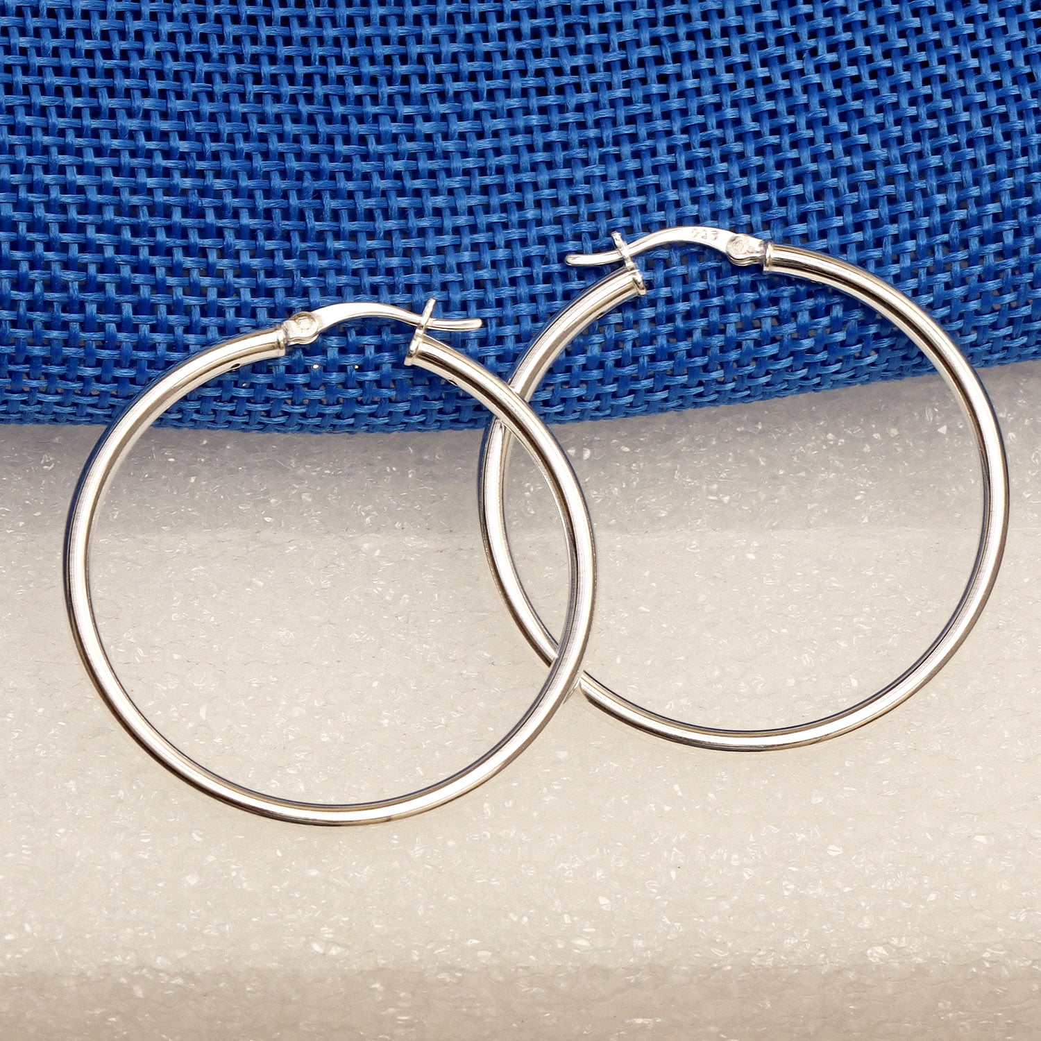 LeCalla Hypoallergenic Lightweight 40MM Italian Sterling Silver Hoop Earrings for Women