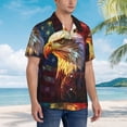 thumbnail image 3 of Fotbe Geometric American Bald Eagle Camisa Hawaiana para Hombre Unisex – Camisa Casual de Verano con Botones de Manga Corta de Algodón y Lino,Small, 3 of 7