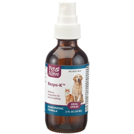 PetAlive Respo-K Oral Spray - Natural Homeopathic Formula for Respiratory and Cold Symptoms in Cats and Dogs - Reduces Symptoms of Sneezing, Coughing, and Watery Eyes and Nose - 59 mL