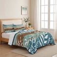 thumbnail image 5 of Quilts King Size, Blue Brown Botanical Soft Comforter Bedding Set for Bed, Farmhouse Wooden Leaves Lightweight Quilted Bedspread with Pillow Cover(2 Pieces) for All Season, 96x106 Inch, 5 of 9