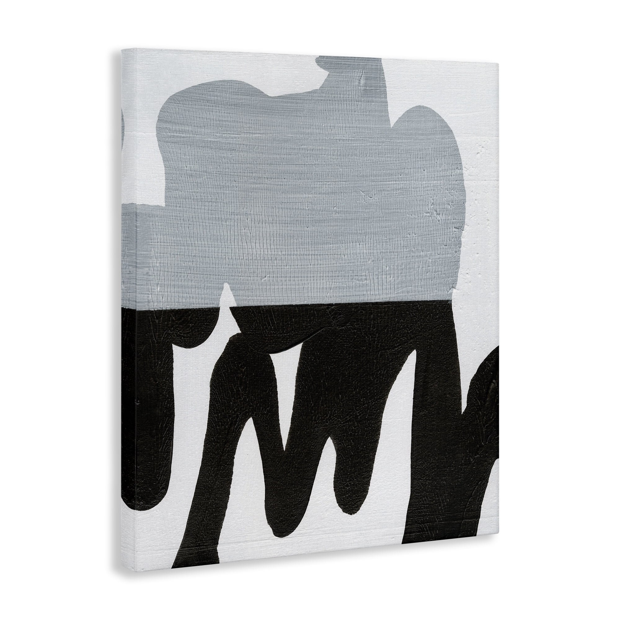 Stupell Industries Opaque Black & Grey Form Abstract Painting Gallery Wrapped Canvas Art Print Wall Art, 36 x 48