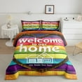 thumbnail image 1 of YST Rainbow Pride Comforter Set Welcome To Our Home Bedding Pride Home Decor, People Celebrating International Day for Lgbt Community Colorful Striped Design Bedding Comforters & Sets Twin, 1 of 6