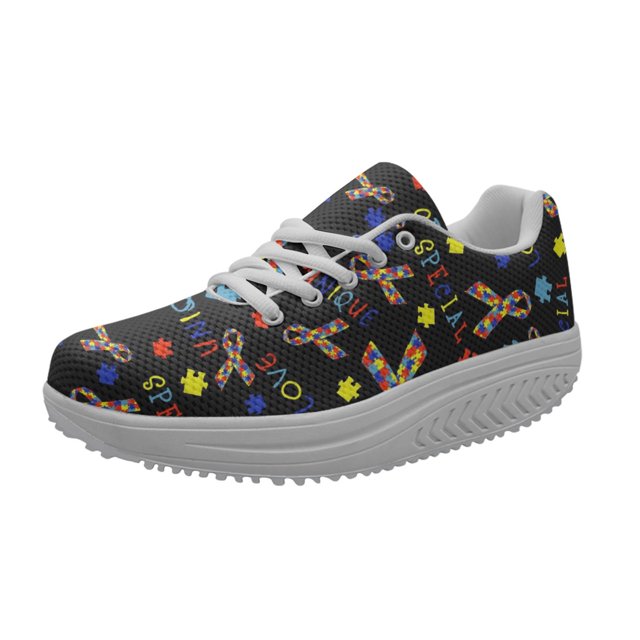 Ventes Chaudes Chaussures de Course Graphiques Sensibilisation à l'Autisme pour Femmes Printemps Automne Design Antidérapant