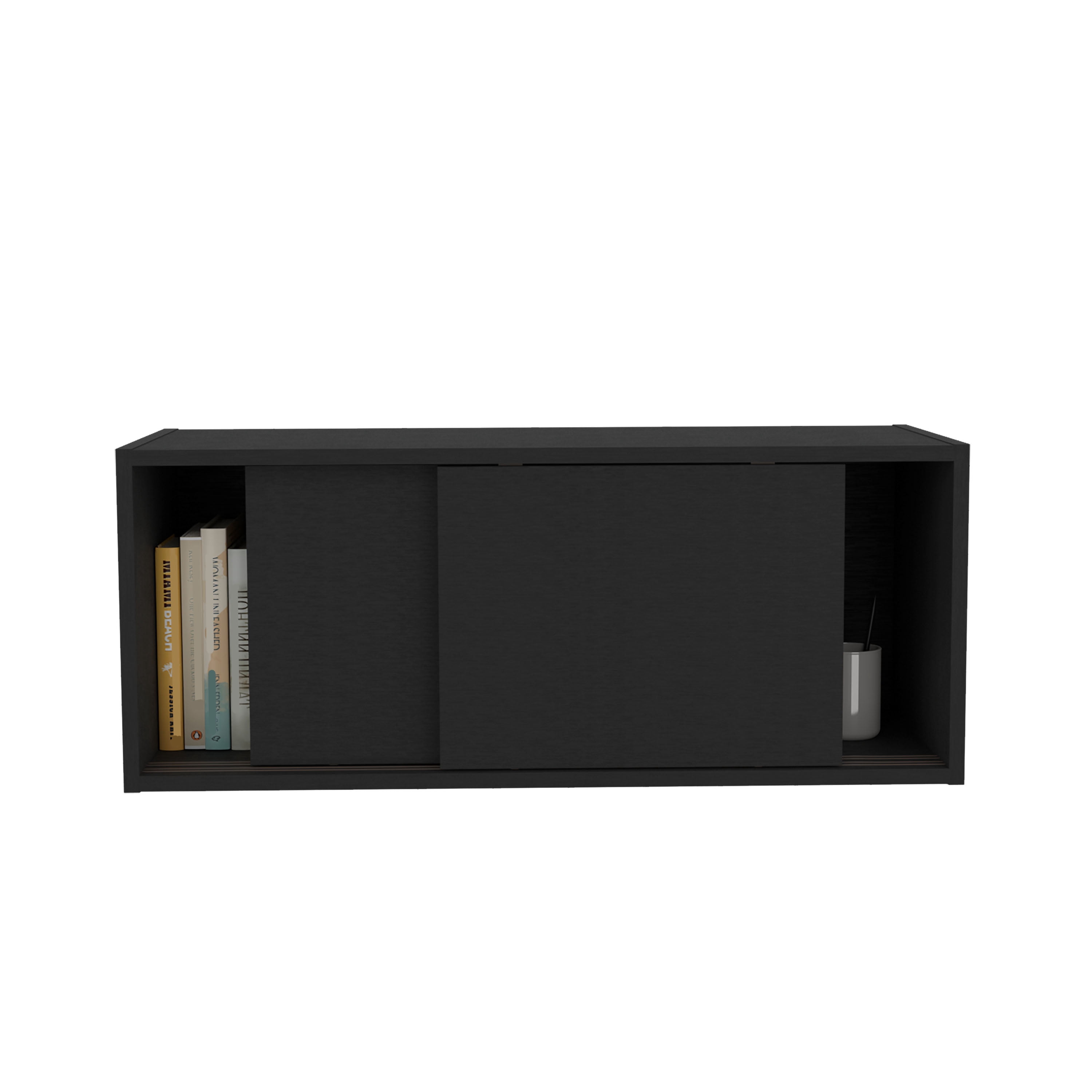 Wall Cabinet with Sliding Doors, Wall Shelf, Storage Cabinet, Bedroom, Office, Living Room, Garage - 32"W x 13" H