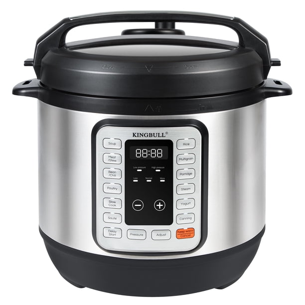 Olla a presión eléctrica KINGBULL 12 en 1, olla instantánea multiusos antiadherente, olla de cocción lenta, arrocera, vaporera, salteadora, yogurtera, calentador y encendido diferido, pantalla LED y m