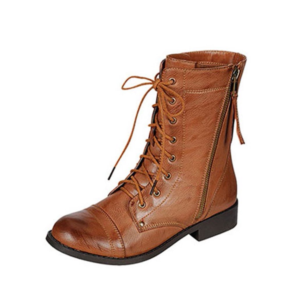Bamboo Bamboo Women's Dacia01 Combat Boots Military Stlye Lace Up