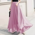 thumbnail image 3 of ZQUUVOU Women's Tiered Beach Skirt Solid Color High Waist Elastic Waist Flowy Layered Maxi Skirt Vacation Hot Pink, 3 of 7