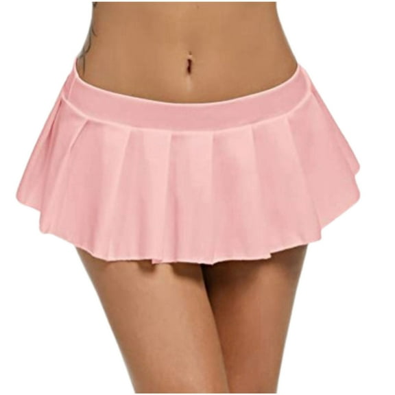 Adeawade Skirts For Women Trendy Lady Pleated Mini Skirt Ruffle Lingerie Y2K Mini Skirt Short Skirts Micro Skirt Lightweight Sweet Clothes Pink L