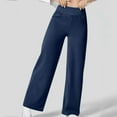 thumbnail image 7 of WTOBBY Women's High Waisted Wide Leg Stretch Jeans, Baggy Loose Straight Leg Denim Pants for Summer, Comfortable and Fashionable Trousers with Elastic Waist,Dark Blue L, 7 of 7