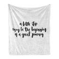 thumbnail image 1 of Inspirational Soft Flannel Fleece Throw Blanket, Little Step to a Journey Calligraphic Modern Text Brush Ink Style, Cozy Plush for Indoor and Outdoor Use, 50" x 60", Black and White, by Ambesonne, 1 of 6