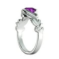 thumbnail image 6 of 1 CT Amethyst Ring 14K White Gold Flower Leaves Leaf, 6 of 7