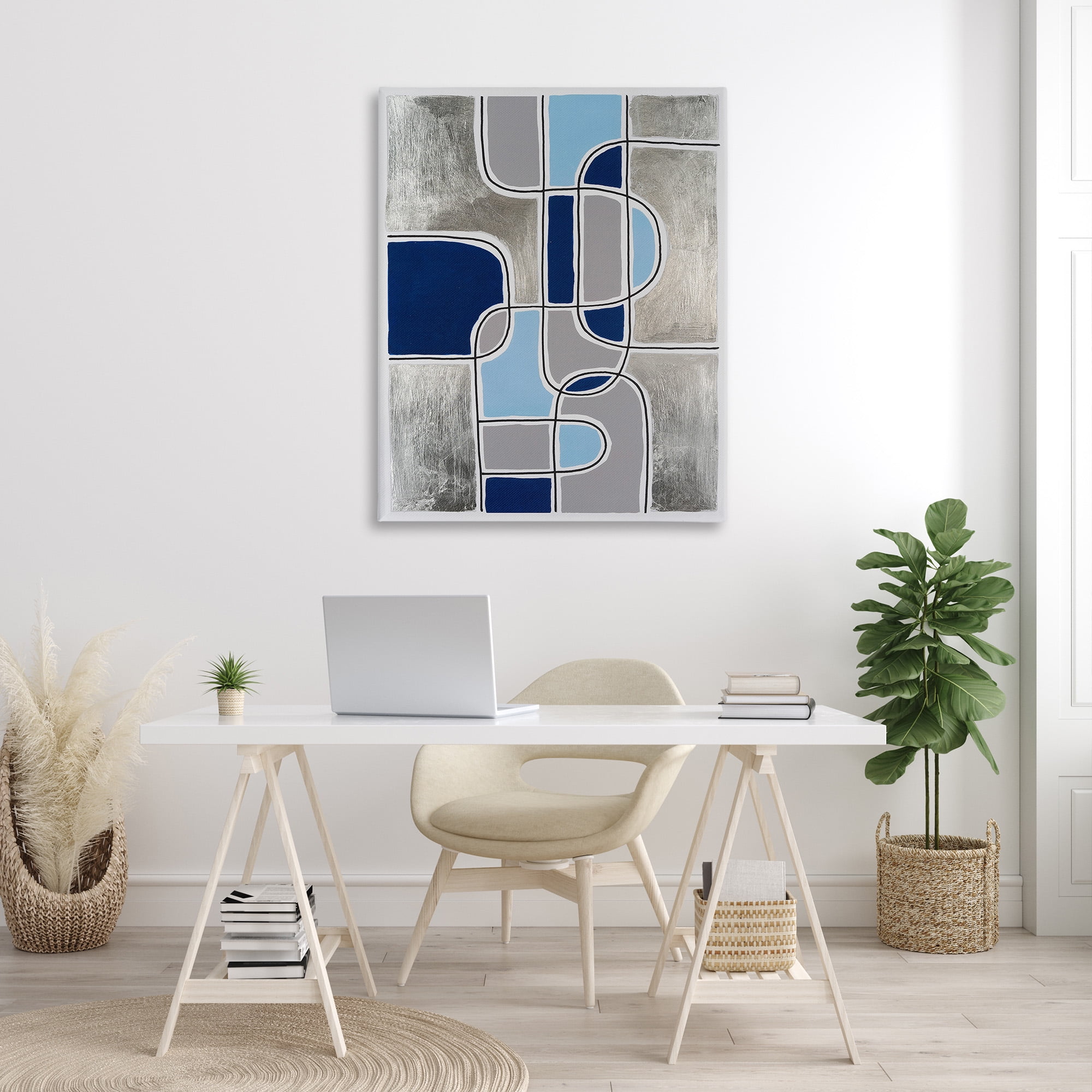 Stupell Industries Alternating Centric Shapes Abstract Painting Gallery Wrapped Canvas Art Print Wall Art, 36 x 48