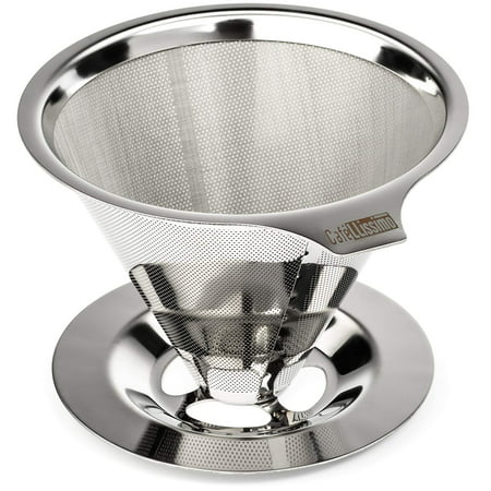 Cafellissimo Paperless Pour Over Coffee Maker, 18\8 (304) Stainless Steel Reusable Drip Cone Coffee Filter, Single Cup Coffee