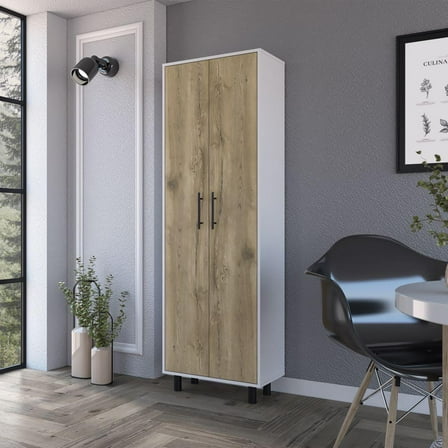 We Have Furniture Multistorage Manacor, Five Shelves, Macadamia and White Finish