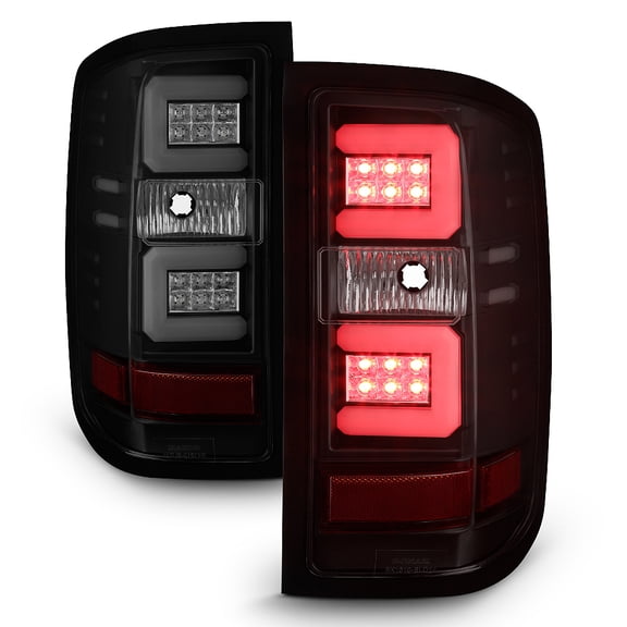 Black Smoke 2016-2018 Chevy Silverado 1500 LED Pyro Tube Tail Lights Brake Lamps