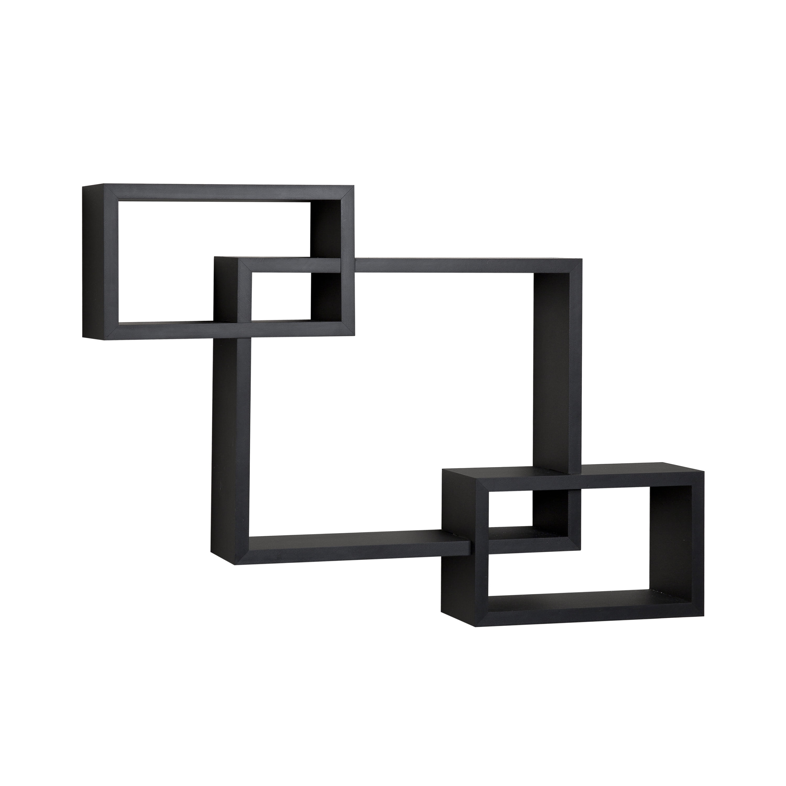 Danya B. Intersecting Black Laminate Wall Shelf