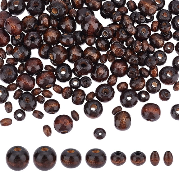 1box 480pcs Wooden Spacer Beads 4 style Wooden Hair Beads Coconut Brown Wood Macrame Beads Natural Painted Wood Beads for Jewelry Hair Braids DIY Craft Farmhouse Lanyard Decor 2~3mm Hole