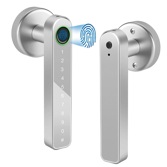 3X Serrure de Porte Intelligente Entrée Sans Clé Serrure à Clavier Serrure de Porte avec Poignée, Serrure de Porte à Empreinte Digitale avec Contrôle WiFi par Application Tuya