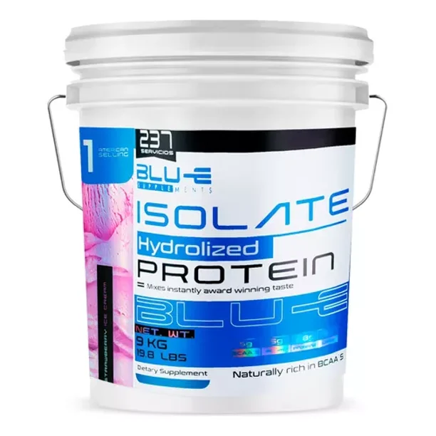 Proteína Whey Hidrolizada Isolate Blu-e De 9 Kg Para 237 Servicios Sabor Fresa