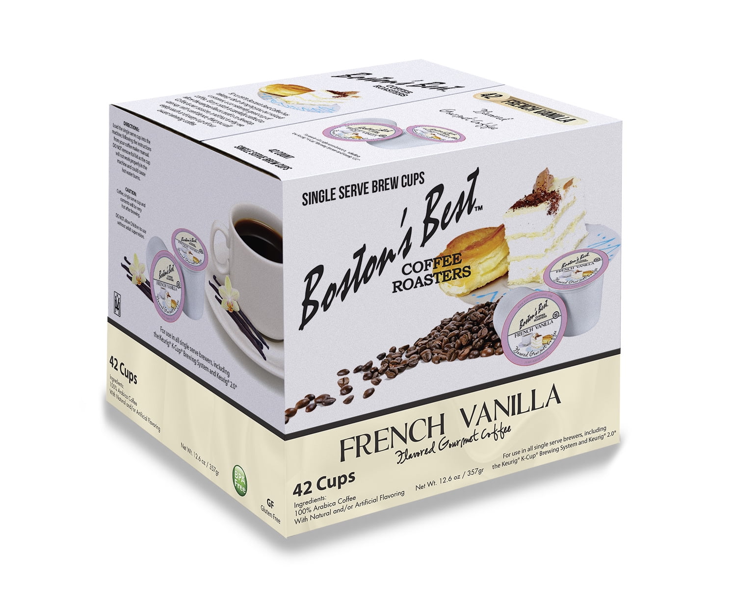 Boston's Best French Vanilla Coffee, Single Serve Cups, 42 ct