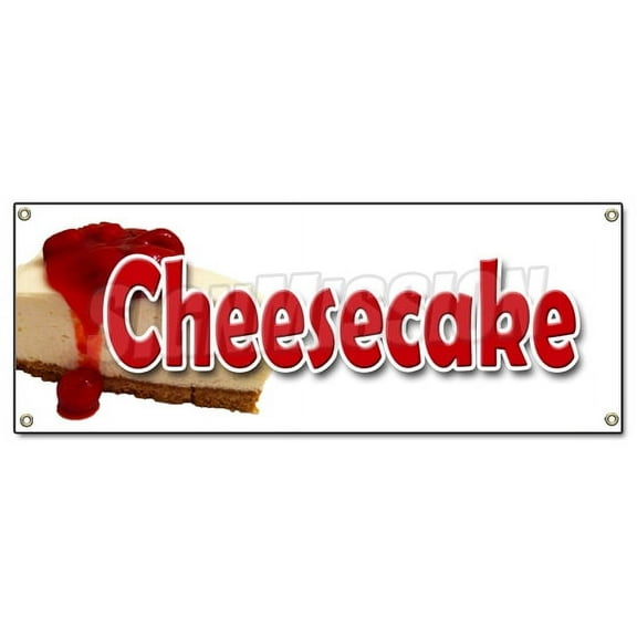 CHEESECAKE BANNER SIGN bakery crust cream cheese strawberry cake baker filling