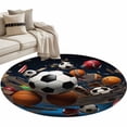 thumbnail image 2 of Sports Round Area Rug 3 FT, Small Kitchen Bathroom Mat, Football Basketball Baseball Ball Games Washable Indoor Outdoor Throw Runner Carpet Non-Shedding Doormat for Table Shower Sofa Entryway, 2 of 9