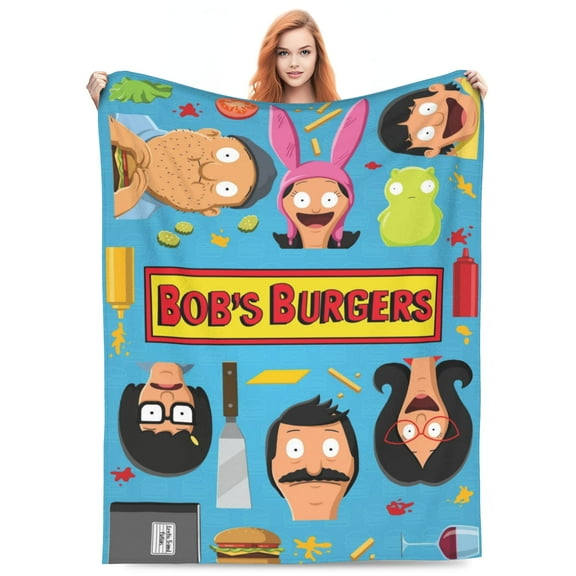 Bob's Burgers Bed Blanket Super Soft Fleece Throw Blanket Lightweight Warm Cozy Cartoon Blankets Gifts for Kids Adults 40"x30"