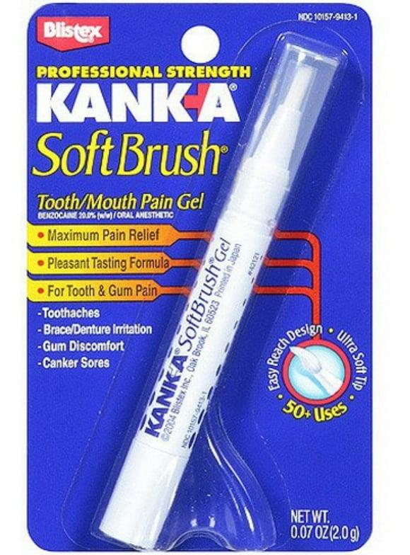 Kank-A Soft Brush Tooth/Mouth Pain Gel Professional Strength 0.07 oz (Pack of 6)