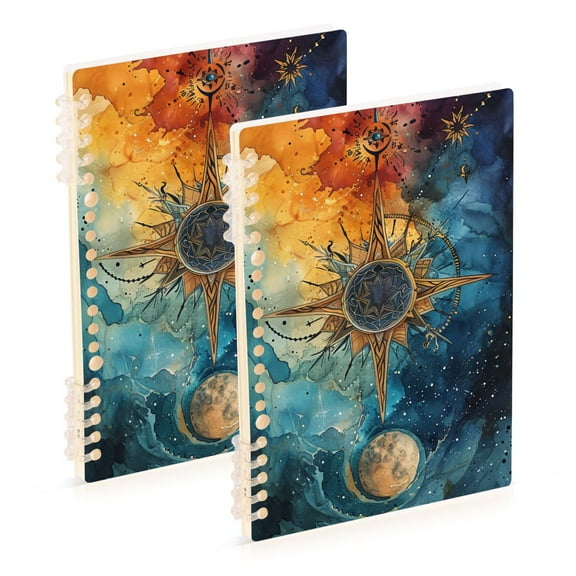 Sun Colorful Clouds Ring Binder Notebook Journey Note Diary College Ruled Spiral Notebook Study Loose Leaf Paper A5 60 Pages