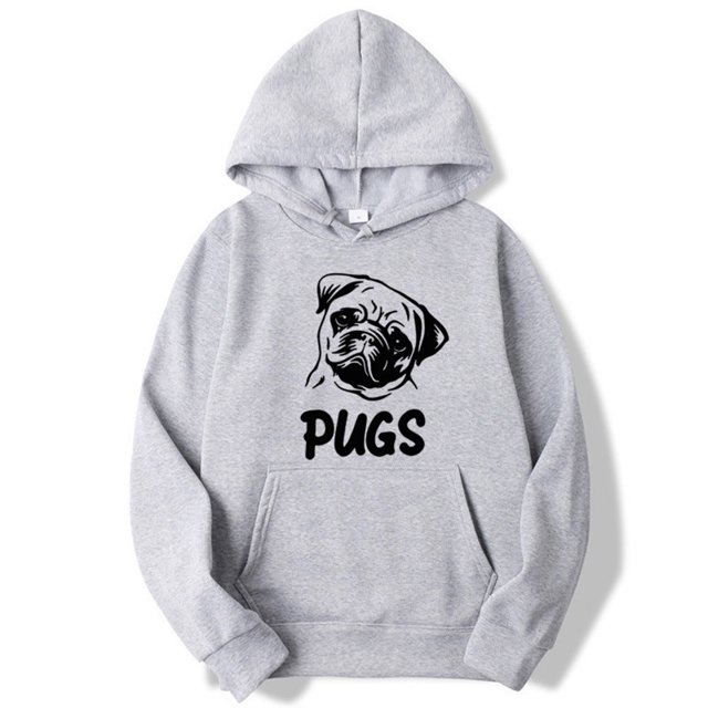 Chandail Imprimé Hip hop pug pour Hommes et Femmes (Gris Clair, TP)
