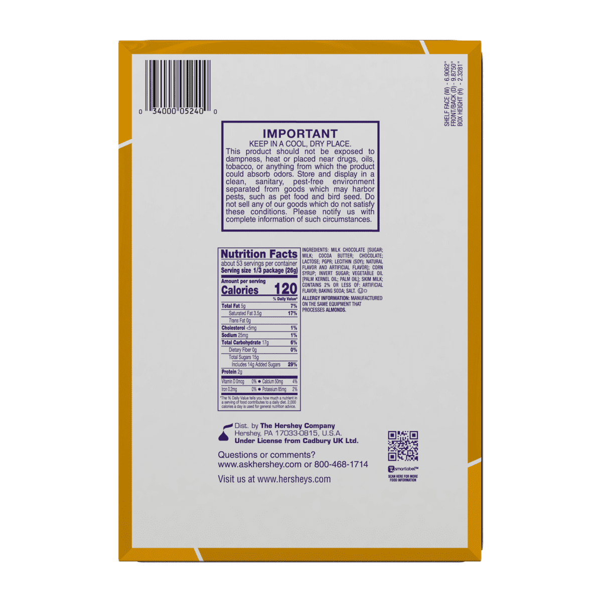 Hershey Foods Caramello  Candy Bars, 18 ea