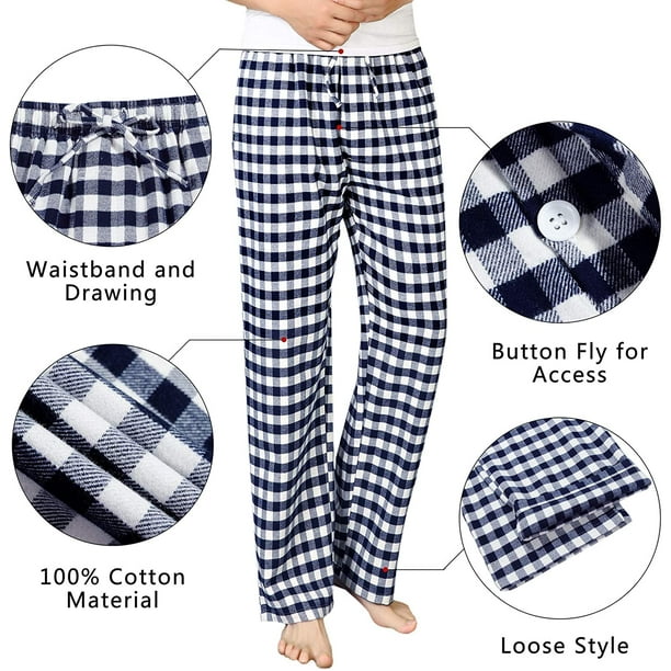 Men's Pajama Pants Comfy Mens Plaid Pajama Pants 100% Cotton Pajama Pants  for Men 