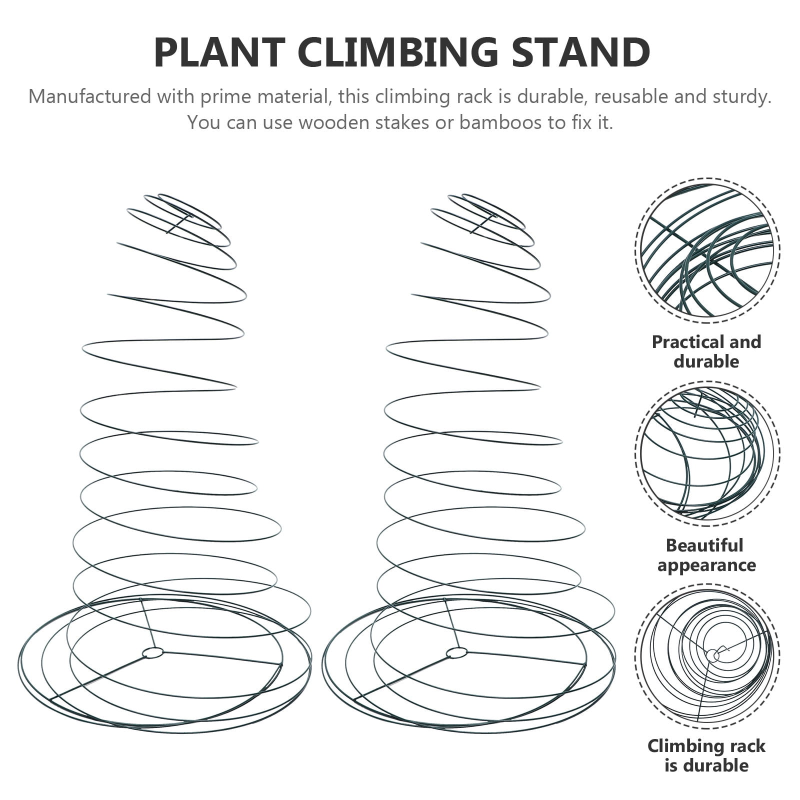 FENGGUIQU 2Pcs Spiral Plant Climbing Trellis in Green Durable Stainless Steel for Home Garden