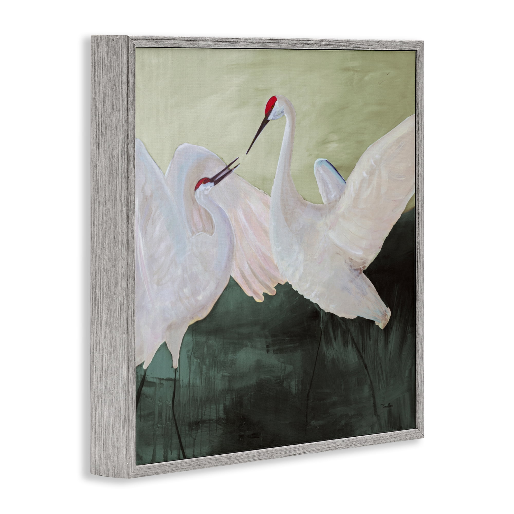 Stupell Industries White Sandhill Cranes Gray Framed Giclee Art, design by Robin Maria